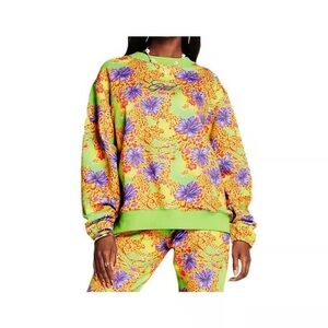 Vibrant Floral Sweatshirt - Lime Green and Purple